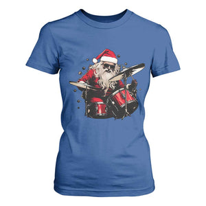 Funny Rock'n Roll Santa Claus T Shirt For Women Cool Drummer Festive Christmas TS02 Royal Blue Print Your Wear