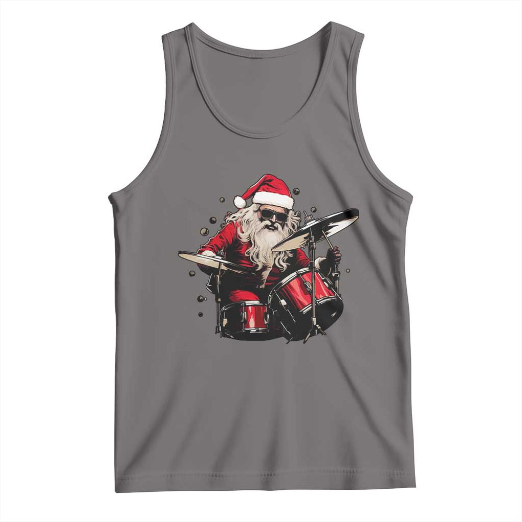 Funny Rock'n Roll Santa Claus Tank Top Cool Drummer Festive Christmas TS02 Deep Heather Print Your Wear