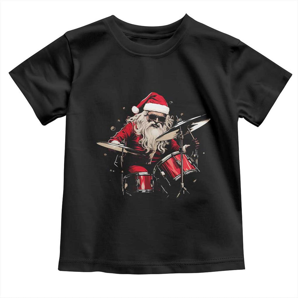 Funny Rock'n Roll Santa Claus Toddler T Shirt Cool Drummer Festive Christmas TS02 Black Print Your Wear