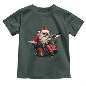 Funny Rock'n Roll Santa Claus Toddler T Shirt Cool Drummer Festive Christmas TS02 Dark Forest Green Print Your Wear