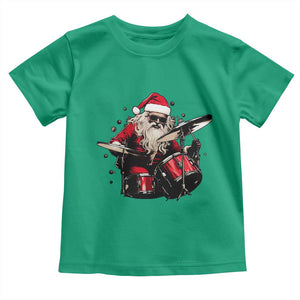 Funny Rock'n Roll Santa Claus Toddler T Shirt Cool Drummer Festive Christmas TS02 Irish Green Print Your Wear