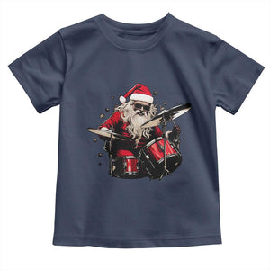 Funny Rock'n Roll Santa Claus Toddler T Shirt Cool Drummer Festive Christmas TS02 Navy Print Your Wear