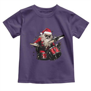 Funny Rock'n Roll Santa Claus Toddler T Shirt Cool Drummer Festive Christmas TS02 Purple Print Your Wear