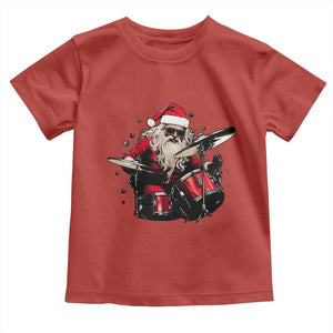 Funny Rock'n Roll Santa Claus Toddler T Shirt Cool Drummer Festive Christmas TS02 Red Print Your Wear