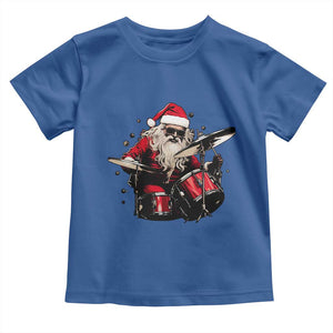 Funny Rock'n Roll Santa Claus Toddler T Shirt Cool Drummer Festive Christmas TS02 Royal Blue Print Your Wear