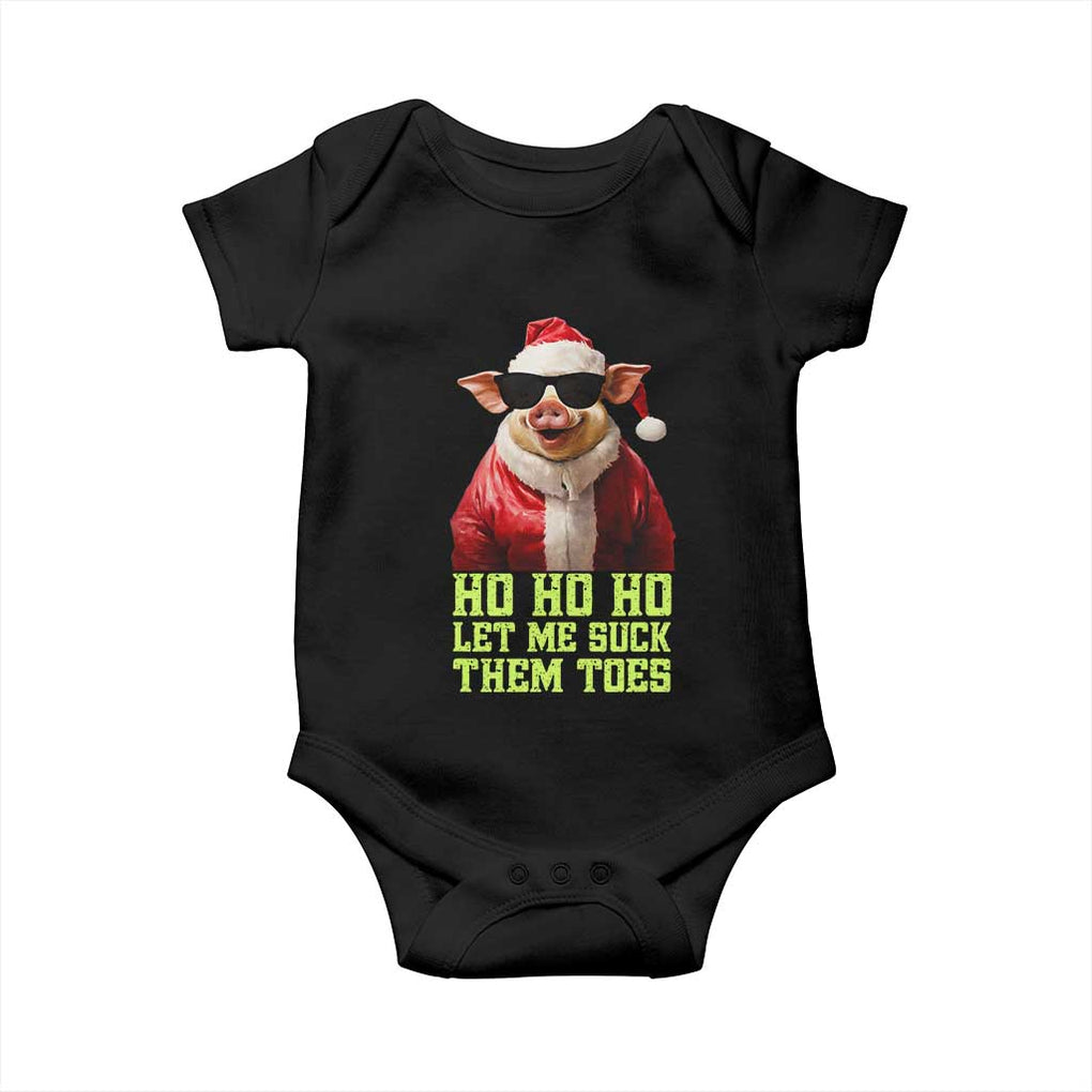 Funny Pig Santa Baby Onesie Ho Ho Ho Let Me Suck Them Toes Weird Festive Christmas TS02 Black Print Your Wear