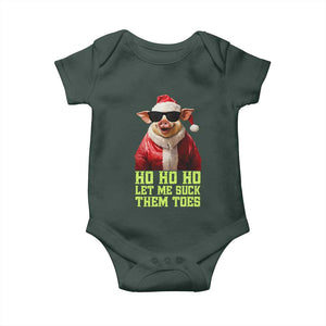 Funny Pig Santa Baby Onesie Ho Ho Ho Let Me Suck Them Toes Weird Festive Christmas TS02 Dark Forest Green Print Your Wear