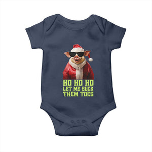 Funny Pig Santa Baby Onesie Ho Ho Ho Let Me Suck Them Toes Weird Festive Christmas TS02 Navy Print Your Wear