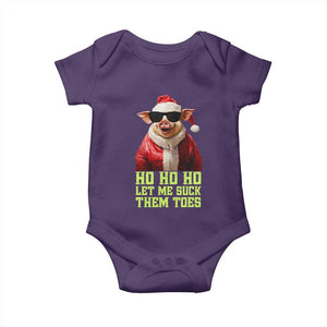 Funny Pig Santa Baby Onesie Ho Ho Ho Let Me Suck Them Toes Weird Festive Christmas TS02 Purple Print Your Wear