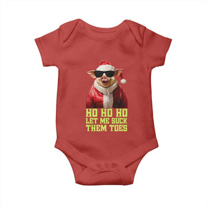 Funny Pig Santa Baby Onesie Ho Ho Ho Let Me Suck Them Toes Weird Festive Christmas TS02 Red Print Your Wear