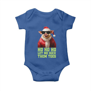 Funny Pig Santa Baby Onesie Ho Ho Ho Let Me Suck Them Toes Weird Festive Christmas TS02 Royal Blue Print Your Wear