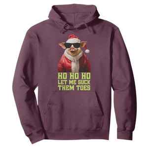 Funny Pig Santa Hoodie Ho Ho Ho Let Me Suck Them Toes Weird Festive Christmas TS02 Maroon Print Your Wear