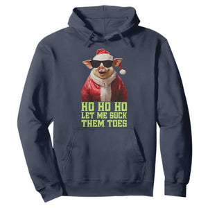 Funny Pig Santa Hoodie Ho Ho Ho Let Me Suck Them Toes Weird Festive Christmas TS02 Navy Print Your Wear