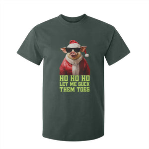 Funny Pig Santa T Shirt For Kid Ho Ho Ho Let Me Suck Them Toes Weird Festive Christmas TS02 Dark Forest Green Print Your Wear