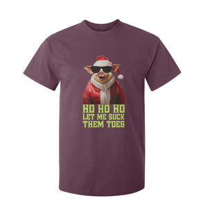 Funny Pig Santa T Shirt For Kid Ho Ho Ho Let Me Suck Them Toes Weird Festive Christmas TS02 Maroon Print Your Wear