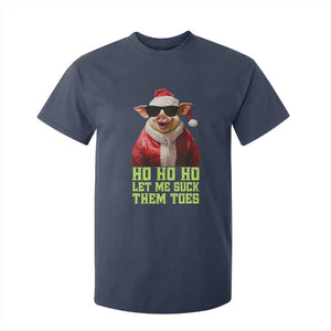 Funny Pig Santa T Shirt For Kid Ho Ho Ho Let Me Suck Them Toes Weird Festive Christmas TS02 Navy Print Your Wear