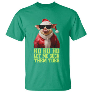 Funny Pig Santa T Shirt Ho Ho Ho Let Me Suck Them Toes Weird Festive Christmas TS02 Irish Green Print Your Wear