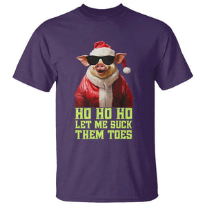 Funny Pig Santa T Shirt Ho Ho Ho Let Me Suck Them Toes Weird Festive Christmas TS02 Purple Print Your Wear