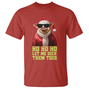 Funny Pig Santa T Shirt Ho Ho Ho Let Me Suck Them Toes Weird Festive Christmas TS02 Red Print Your Wear