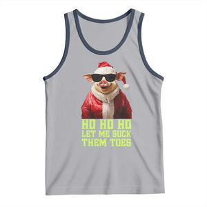 Funny Pig Santa Tank Top Ho Ho Ho Let Me Suck Them Toes Weird Festive Christmas TS02 Athletic Heather Navy Print Your Wear