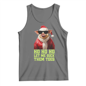 Funny Pig Santa Tank Top Ho Ho Ho Let Me Suck Them Toes Weird Festive Christmas TS02 Black Heather Print Your Wear