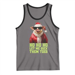 Funny Pig Santa Tank Top Ho Ho Ho Let Me Suck Them Toes Weird Festive Christmas TS02 Deep Heather Black Print Your Wear