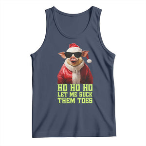 Funny Pig Santa Tank Top Ho Ho Ho Let Me Suck Them Toes Weird Festive Christmas TS02 Navy Print Your Wear