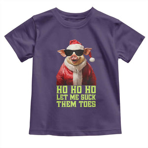 Funny Pig Santa Toddler T Shirt Ho Ho Ho Let Me Suck Them Toes Weird Festive Christmas TS02 Purple Print Your Wear