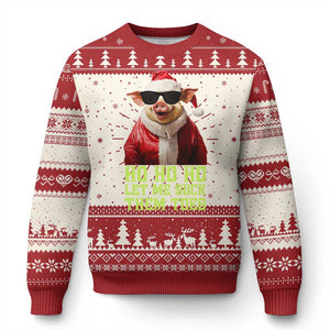 Funny Pig Santa Ugly Christmas Sweater Ho Ho Ho Let Me Suck Them Toes Weird Festive Christmas TS02 Red Print Your Wear