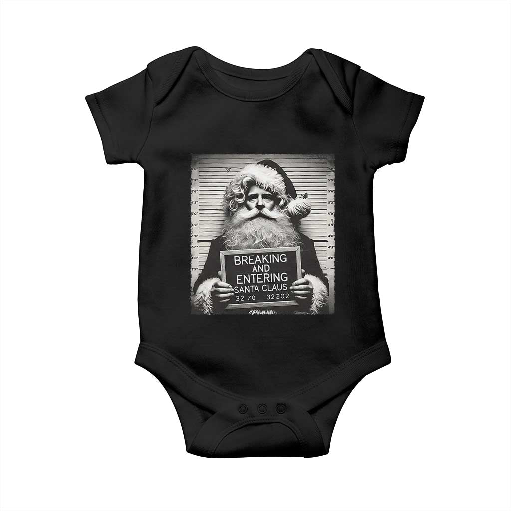 Funny Santa Mugshot Baby Onesie Naughty Christmas Festive Vibe TS02 Black Print Your Wear