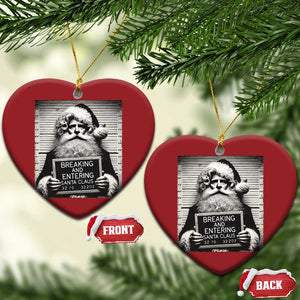 Funny Santa Mugshot Christmas Ornament Naughty Xmas Festive Vibe TS02 Heart Red Print Your Wear