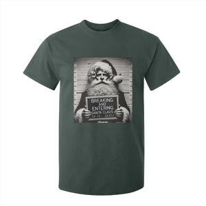 Funny Santa Mugshot T Shirt For Kid Naughty Christmas Festive Vibe TS02 Dark Forest Green Print Your Wear