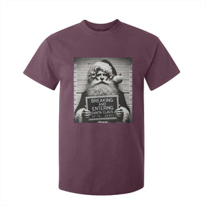 Funny Santa Mugshot T Shirt For Kid Naughty Christmas Festive Vibe TS02 Maroon Print Your Wear