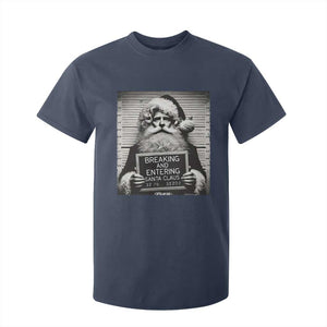 Funny Santa Mugshot T Shirt For Kid Naughty Christmas Festive Vibe TS02 Navy Print Your Wear