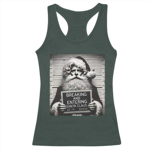 Funny Santa Mugshot Racerback Tank Top Naughty Christmas Festive Vibe TS02 Dark Forest Green Print Your Wear