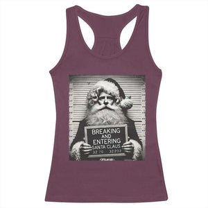 Funny Santa Mugshot Racerback Tank Top Naughty Christmas Festive Vibe TS02 Maroon Print Your Wear