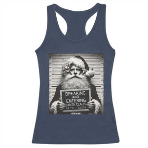 Funny Santa Mugshot Racerback Tank Top Naughty Christmas Festive Vibe TS02 Navy Print Your Wear