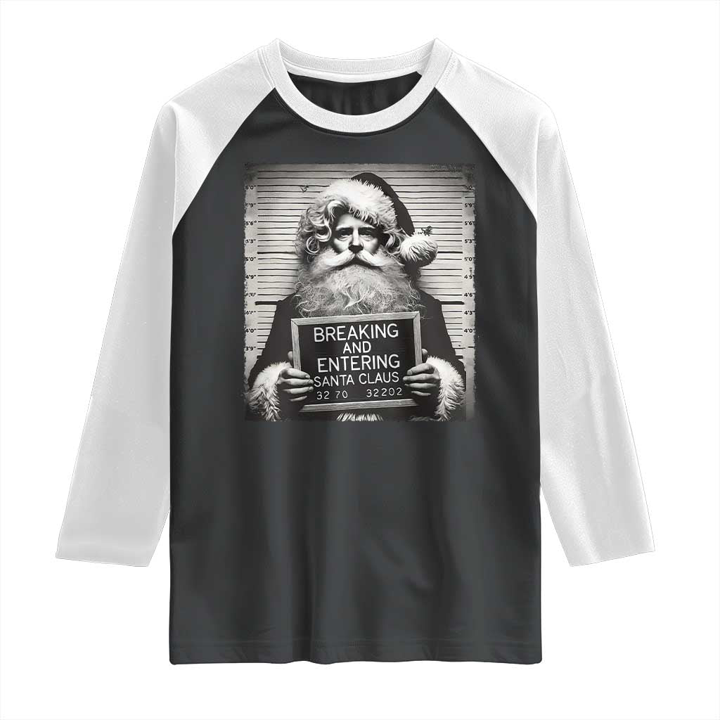 Funny Santa Mugshot Raglan Shirt Naughty Christmas Festive Vibe TS02 Black White Print Your Wear