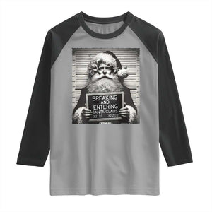 Funny Santa Mugshot Raglan Shirt Naughty Christmas Festive Vibe TS02 Sport Gray Black Print Your Wear