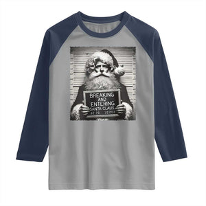 Funny Santa Mugshot Raglan Shirt Naughty Christmas Festive Vibe TS02 Sport Gray Navy Print Your Wear