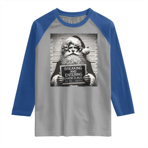 Funny Santa Mugshot Raglan Shirt Naughty Christmas Festive Vibe TS02 Sport Gray Royal Print Your Wear