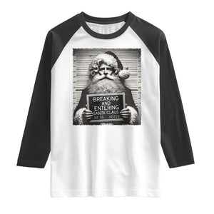 Funny Santa Mugshot Raglan Shirt Naughty Christmas Festive Vibe TS02 White Black Print Your Wear