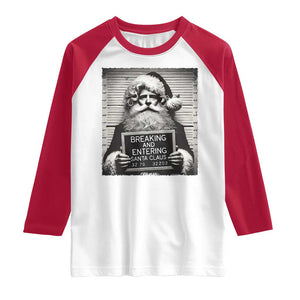 Funny Santa Mugshot Raglan Shirt Naughty Christmas Festive Vibe TS02 White Red Print Your Wear