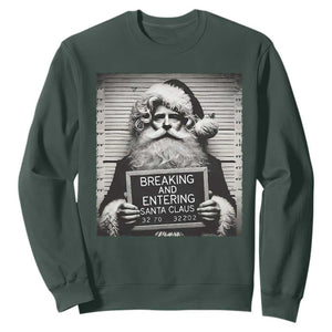 Funny Santa Mugshot Sweatshirt Naughty Christmas Festive Vibe TS02 Dark Forest Green Print Your Wear