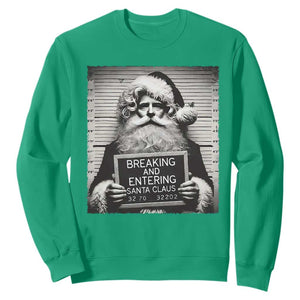 Funny Santa Mugshot Sweatshirt Naughty Christmas Festive Vibe TS02 Irish Green Print Your Wear