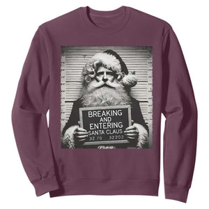 Funny Santa Mugshot Sweatshirt Naughty Christmas Festive Vibe TS02 Maroon Print Your Wear