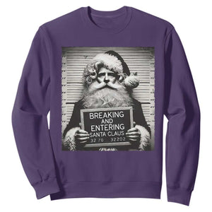 Funny Santa Mugshot Sweatshirt Naughty Christmas Festive Vibe TS02 Purple Print Your Wear