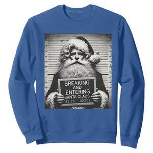 Funny Santa Mugshot Sweatshirt Naughty Christmas Festive Vibe TS02 Royal Blue Print Your Wear