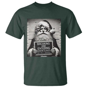 Funny Santa Mugshot T Shirt Naughty Christmas Festive Vibe TS02 Dark Forest Green Print Your Wear