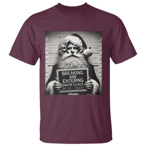 Funny Santa Mugshot T Shirt Naughty Christmas Festive Vibe TS02 Maroon Print Your Wear